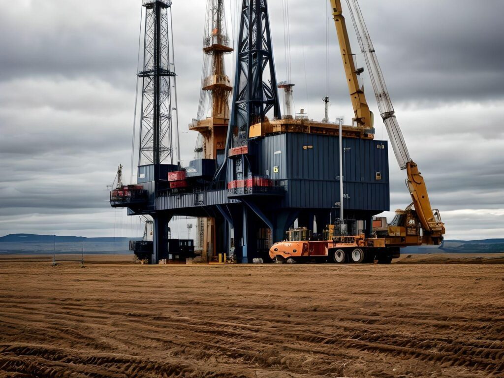 futuristic drilling rig symbolizing the convergence of technology and sustainability